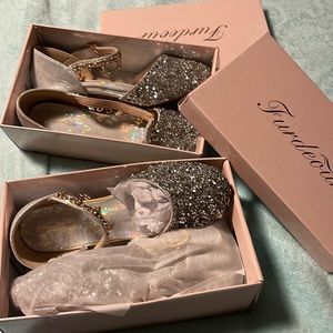 Stunning bling dress shoes for girl with charms! Gorgeous 2 pairs avail